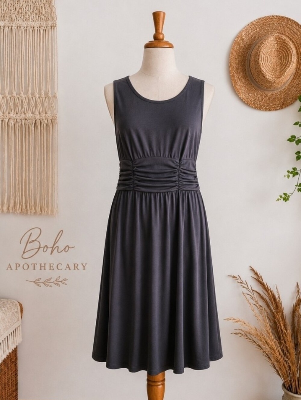 4/$15 Elegant Black Sleeveless Dress Mini Knee Fitted Boho Whimsigoth Size M